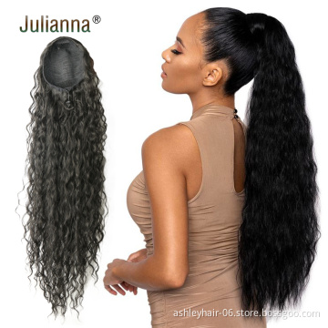 Julianna Kanekalon Japan Fibre Hair Curly Ponytail Ponytail Packaging Bodywave Synthetic High Temperature Grey Yaki Ponytail